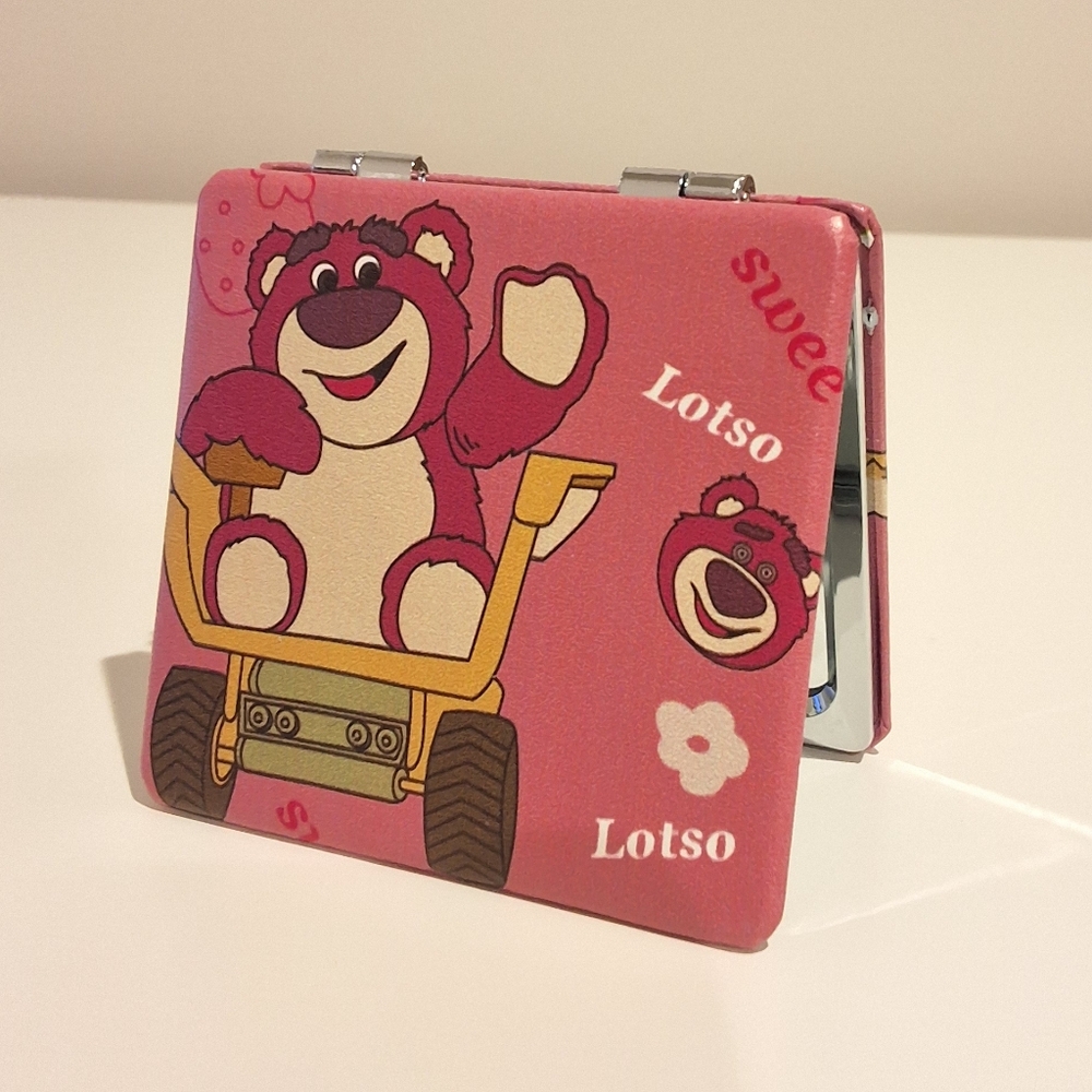 Lotso Strawberry Bear Double Sided Folding Compact Mirror, New